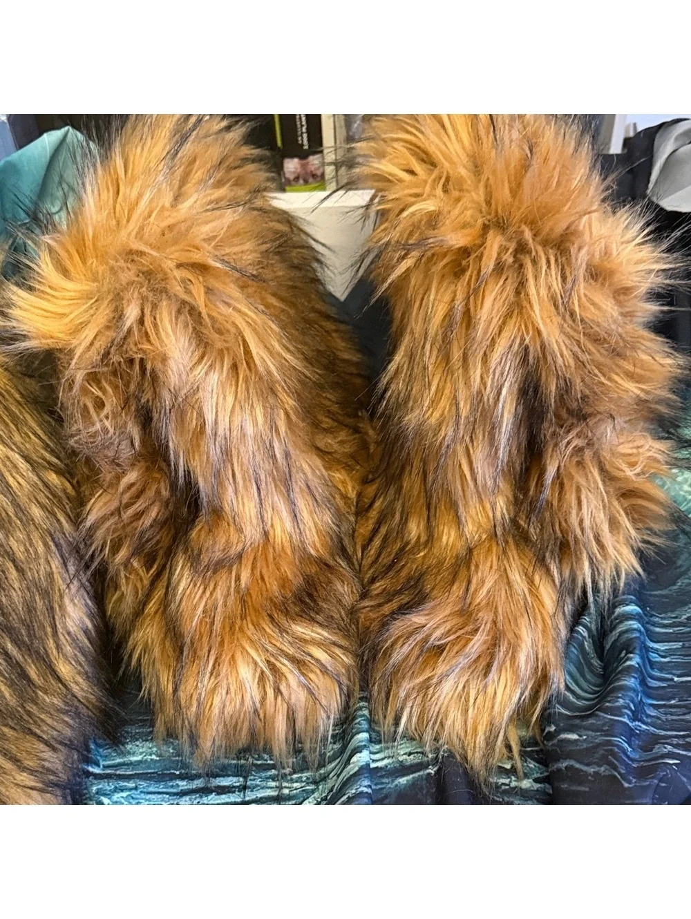 Over-the-Knee Faux Fur Boots with Heart Shaped Bag in Chestnut Brown